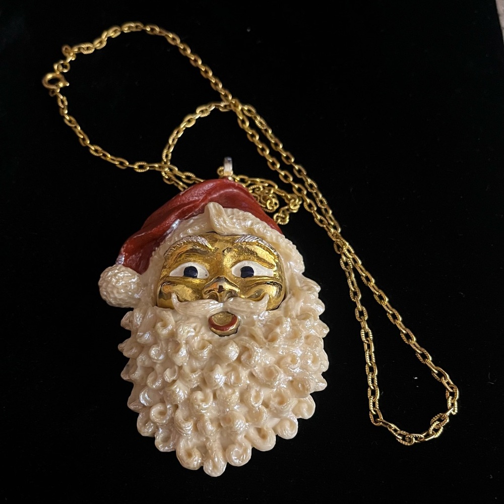 Razza Vintage Santa Claus Pendant Necklace - RARE